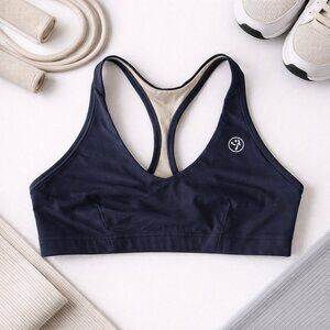 Zumba Wear Navy Blue Sports Bra Large Dance Fitness Racerback